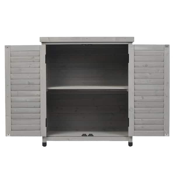 17.7 in. W x 31.5 in. D x 30.5 in. H Solid Wood Outdoor Storage Cabinet for Patio