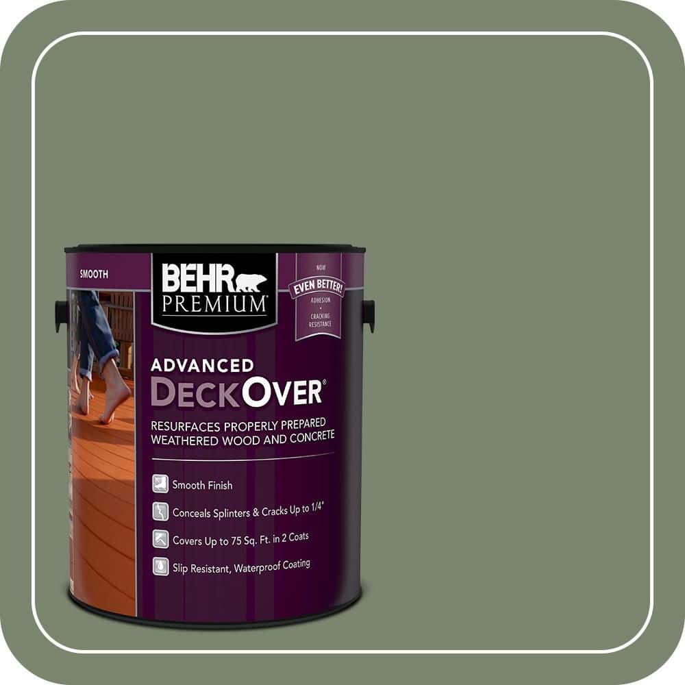 BEHR Premium Advanced DeckOver 1 gal. #SC-126 Woodland Green Smooth Solid  Color Exterior Wood and Concrete Coating 500001 - The Home Depot, image size:1000x1000