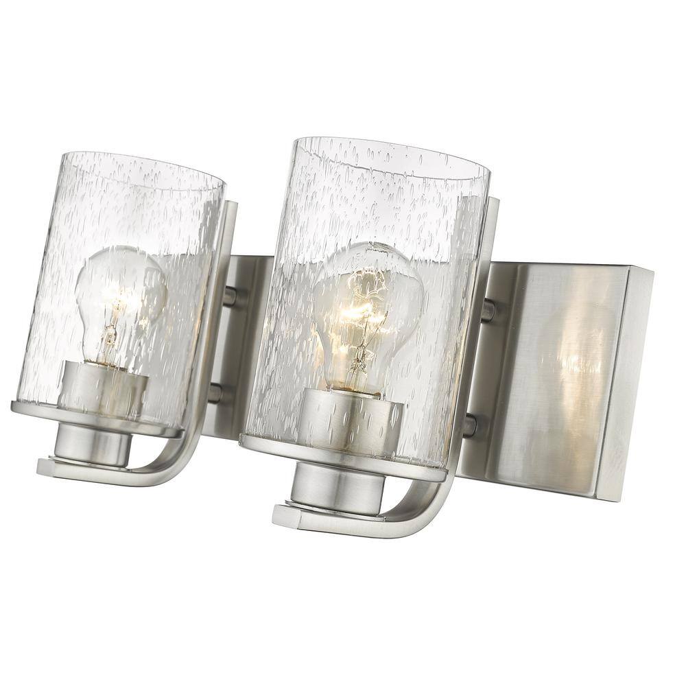 Beckett Brushed Nickel 2-Light Vanity with Clear Seedy Glass
