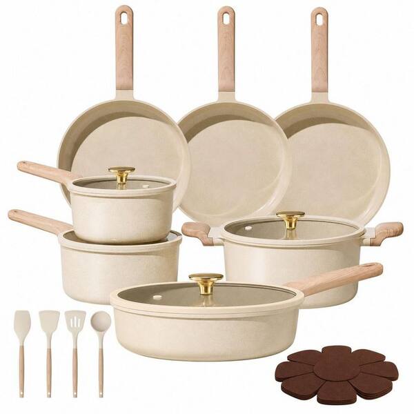 22 Piece Nonstick Ceramic Cookware Set, PFAS PFOA Free Non-Toxic Kitchen Cooking Set for Restaurant, Frying, Boiling