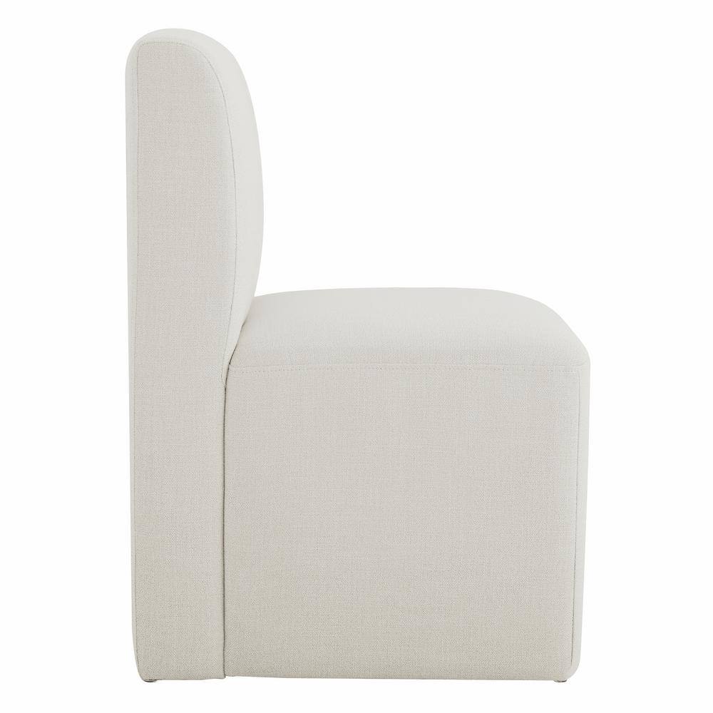Set of 2 Linen Upholstered Armless Rolling Dining Chairs