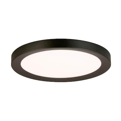 Calloway 19 in. Matte Black Concave Selectable LED Flush Mount