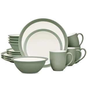 Colorwave Green 16-Piece Curve (Medium Green) Stoneware Dinnerware Set, Service For 4