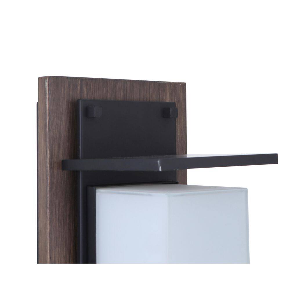 Heights 24" Whiskey Barrel and Black LED Wall Lantern Sconce