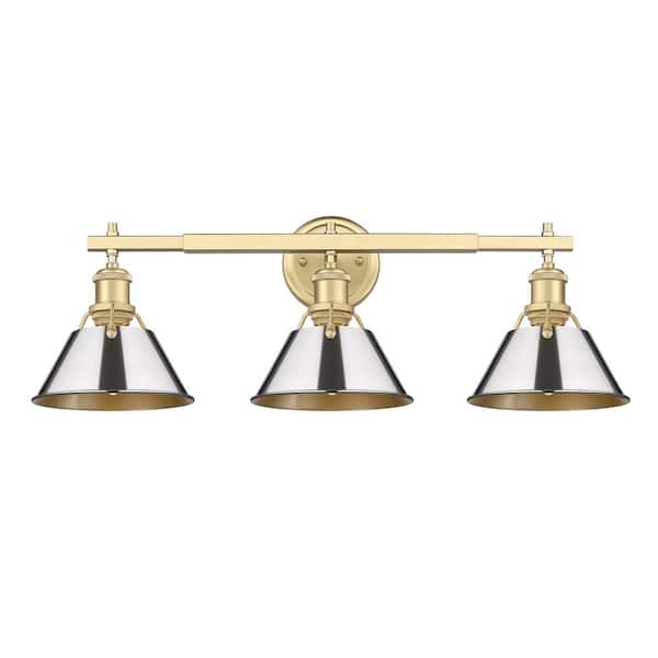 Orwell 27.25 in. 3-Light Brushed Champagne Bronze and Chrome Vanity Light