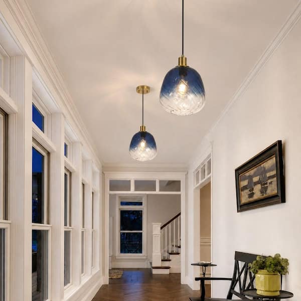 Merbotin Rayhome 1-Light Blue Pendant Light with Gradient-Tinted