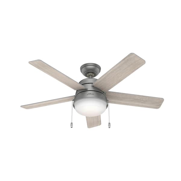 Hunter Tarrant 46 in. LED Indoor Matte Silver Ceiling Fan with Light