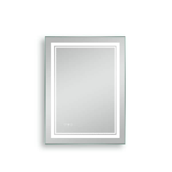 Unbranded Dantae 24 in. W x 32 in. H Large Rectangular Frameless Anti-Fog Wall Bathroom Vanity Mirror in Silver