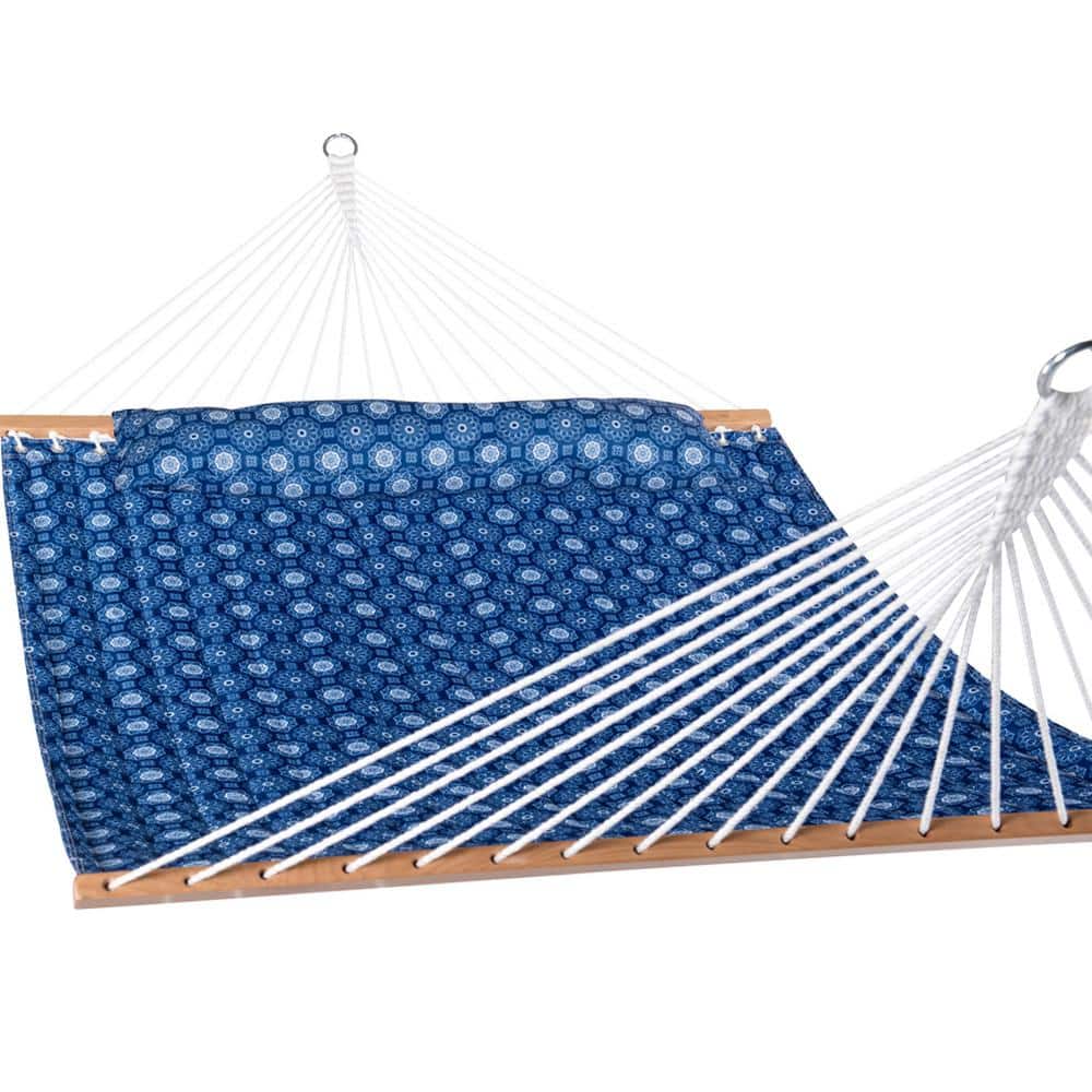 12 ft.(78 in. L) Double Quilted Fabric Hammock with Spreader Bars and Detac