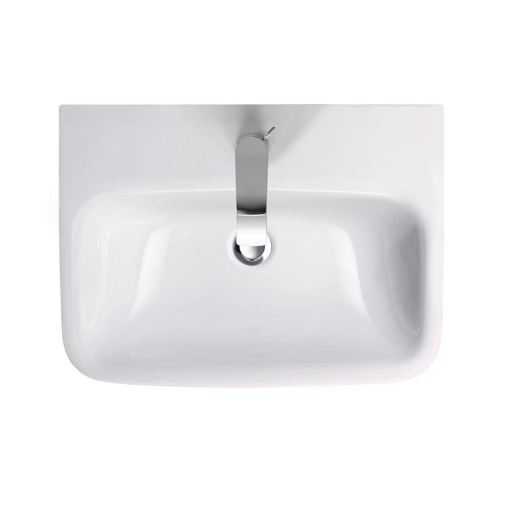 DuraStyle White Ceramic Wall-Mount Bathroom Sink