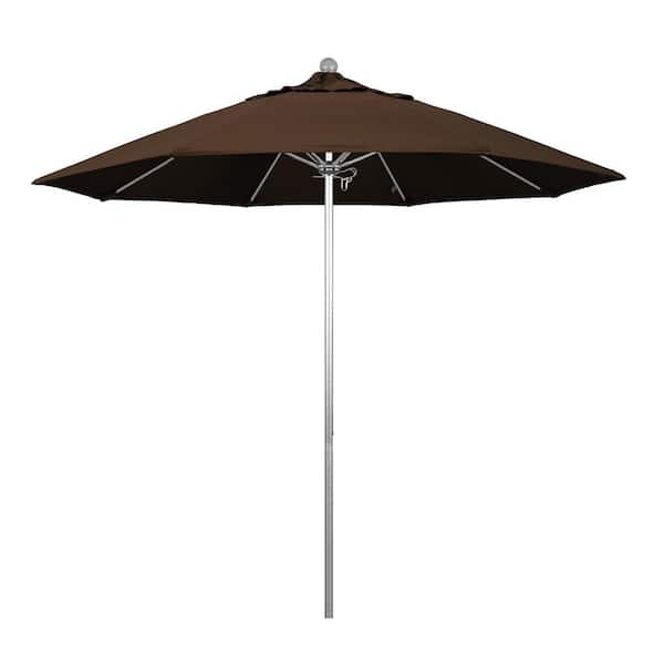 California Umbrella 9 ft. Fiberglass Market Pulley Open S Anodized Patio Umbrella in Mocha Pacifica