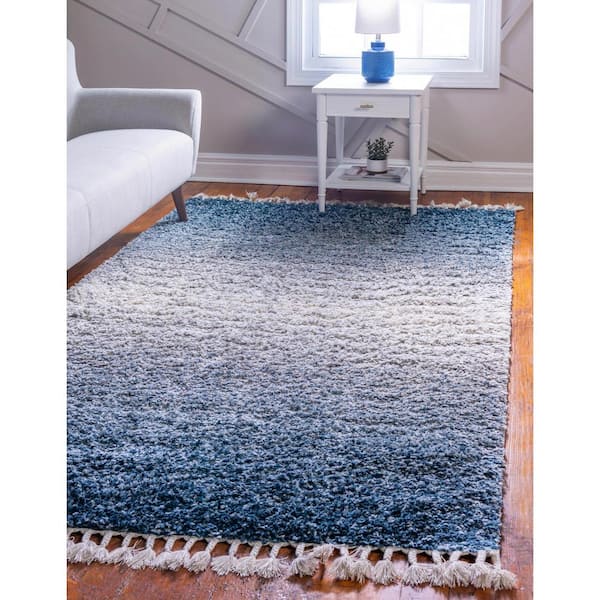 Hygge Shag Gradient Blue 5 ft. x 8 ft. Area Rug