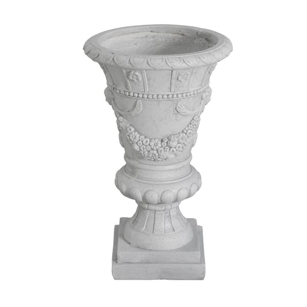 Albert 14.5 in. W x 23.75 in. H Light Grey Mgo Lightweight Concrete Trophy Garden Urn Planter