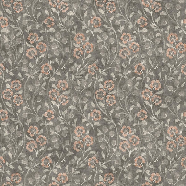 Chesapeake Patsy Charcoal Floral Charcoal Wallpaper Sample