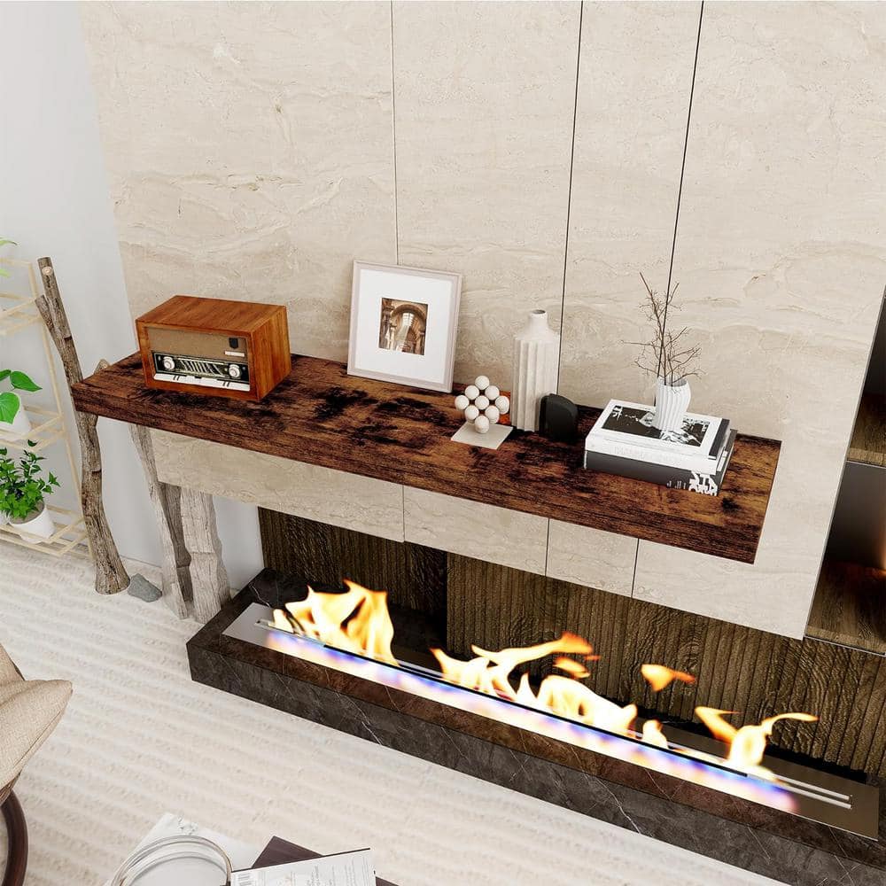 48 Inch Rustic Brown MDF Floating Wall Shelf