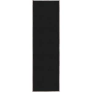 Black 2 ft. 3 in. x 7 ft. 3 in. Runner Flat-Weave Plain Solid Modern Area Rug
