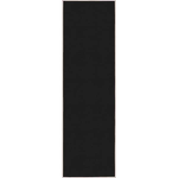 Well Woven Black 2 ft. 3 in. x 7 ft. 3 in. Runner Flat-Weave Plain Solid Modern Area Rug