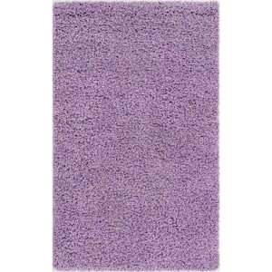 Solid Shag Lilac 3 ft. x 5 ft. Area Rug