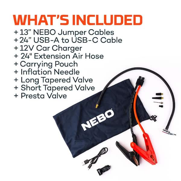NEBO - Assist Air 2000 Amps Jump Starter with Power Bank, Emergency Light , and Air Compressor