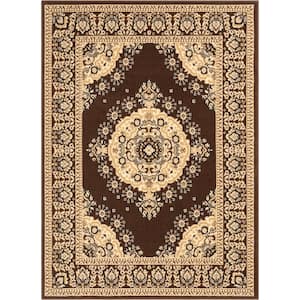 Persa Malika Traditional Medallion Persian Floral Brown 5 ft. 3 in. x 7 ft. 3 in. Area Rug