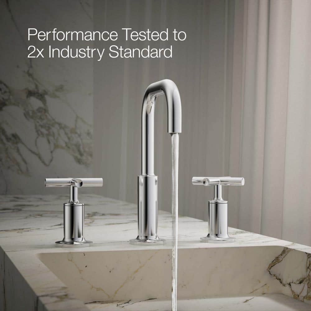 Elegant Polished Chrome 8" Widespread High Arc Bathroom Faucet