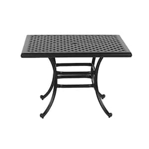 Castle Rock Dark Lava Bronze 44 in. Square Cast Aluminum Outdoor Dining Table with 2 in. Umbrella Hole