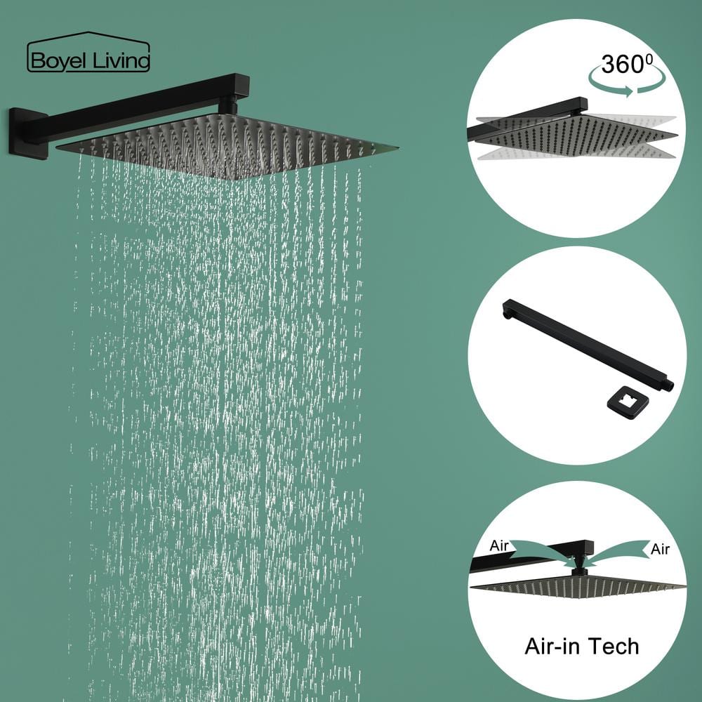 Matte Black Wall-Mounted Multi-Head Shower System with Handheld