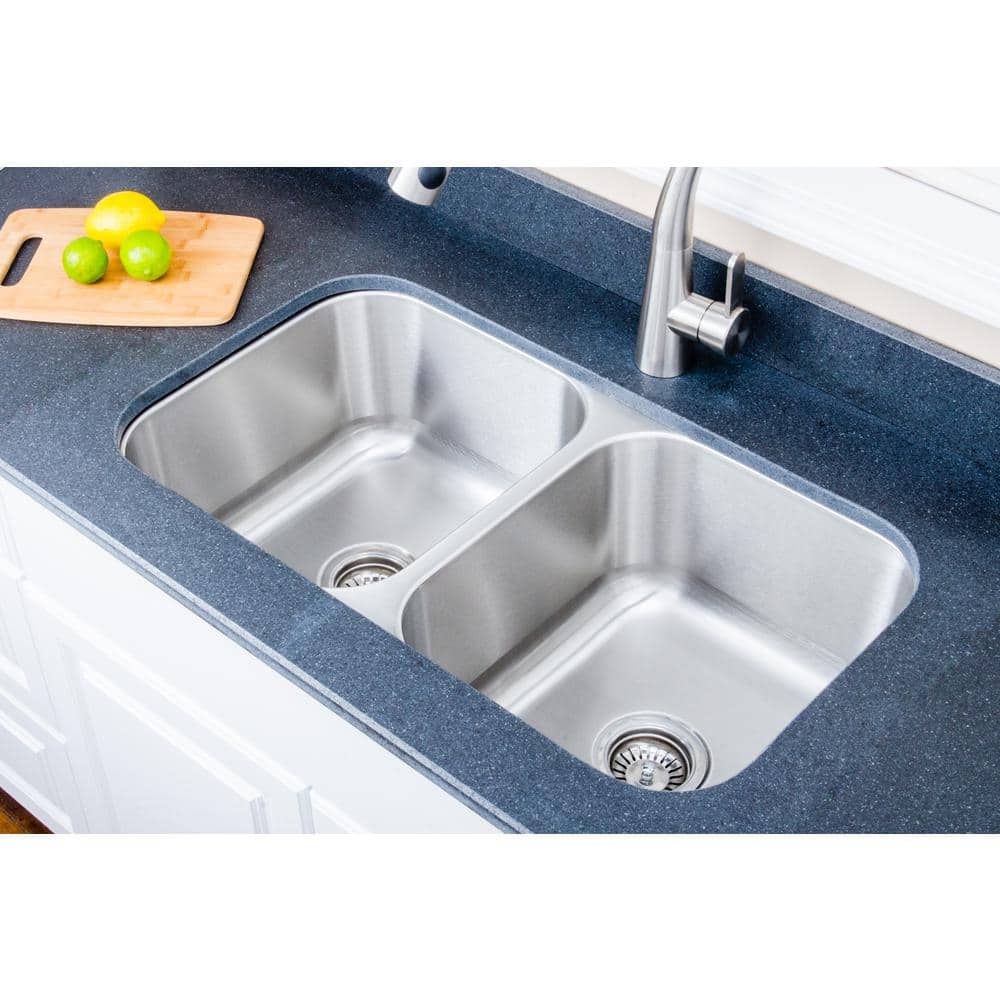 Craftsmen 32.5'' Double Bowl Brushed Stainless Steel Kitchen Sink