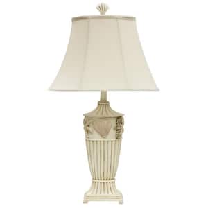 30 in. Cream Table Lamp with Cream Fabric Shade