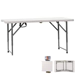 48 in. White Rectangular Plastic Outdoor Dining Table Folding Table