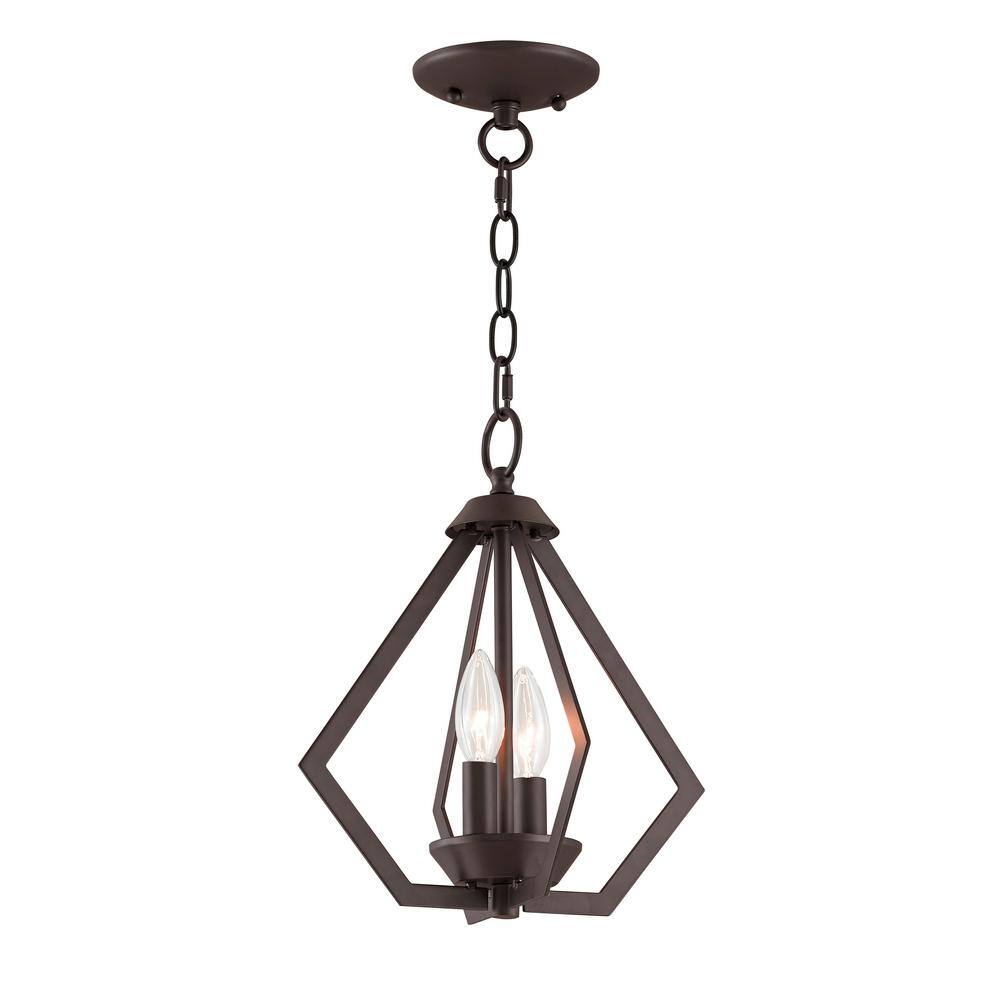 Bronze Mini 2-Light Industrial Candle Chandelier