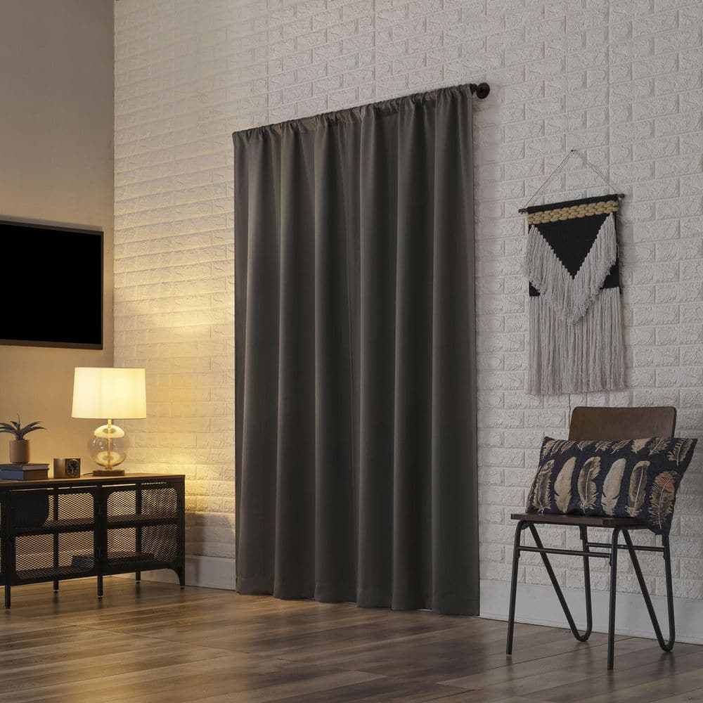 Sun Zero Gray Blackout Rod Pocket Curtain Panel 40" x 63"