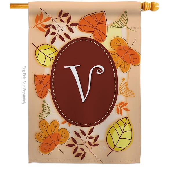 Breeze Decor 28 in. x 40 in. Autumn V Initial Fall House Flag Double-Sided Decorative Vertical Flags
