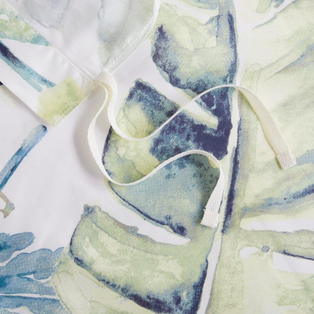 Lorelai Coastal Blue and Green Cotton King Duvet Cover Set