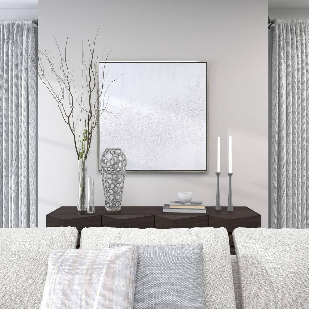 Elegant 19'' Silver Aluminum Bouquet Vase with Hole Design