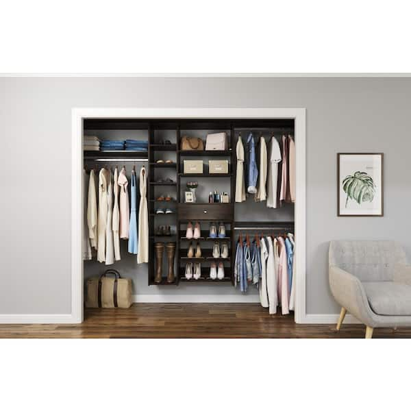 Closet Evolution Ultimate 60 in. W - 96 in. W Espresso Wood Closet System  TR19 - The Home Depot