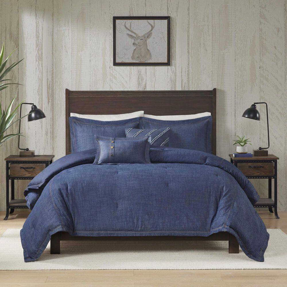 Perry Twin Blue Cotton Denim Comforter Set