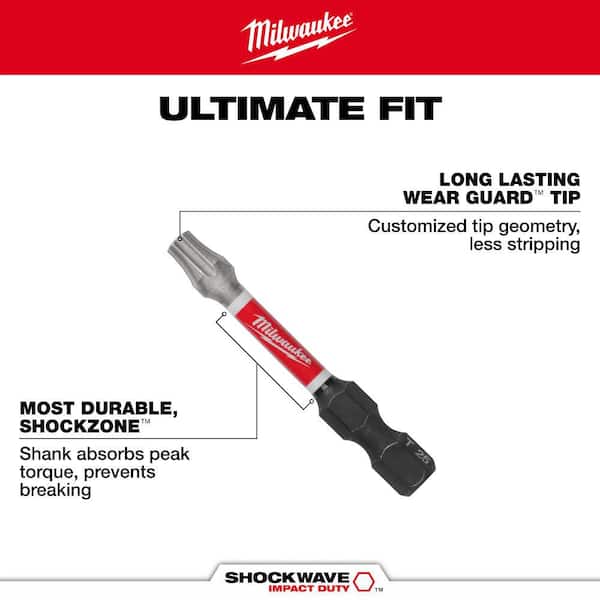 t2oです。 Milwaukee SHOCKWAVE Impact Duty 2 in. T20 Torx Alloy Steel