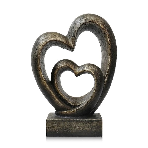 Watnature 13. 8in. Resin Tabletop Statue-2 Heart Table Decorations Heart Centerpiece for Valentines Day Wedding Engagement Party