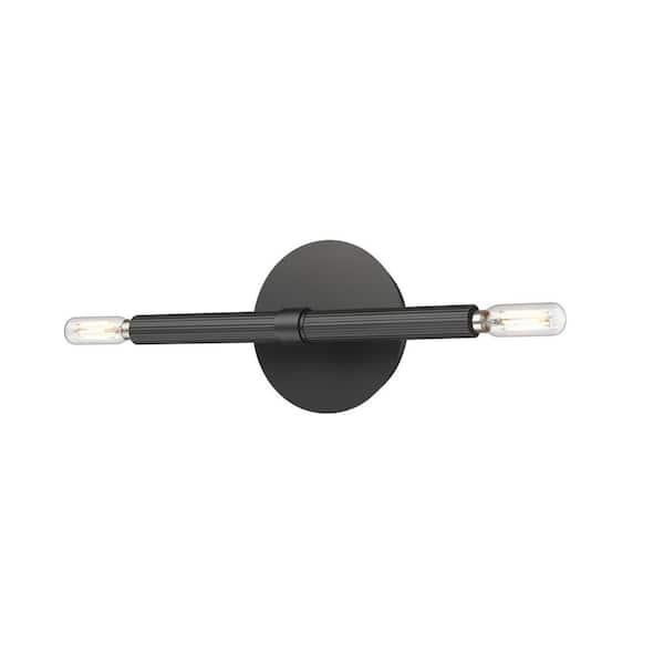 Skyva 5.75 in. High 2-Light Wall Sconce-Matte Black