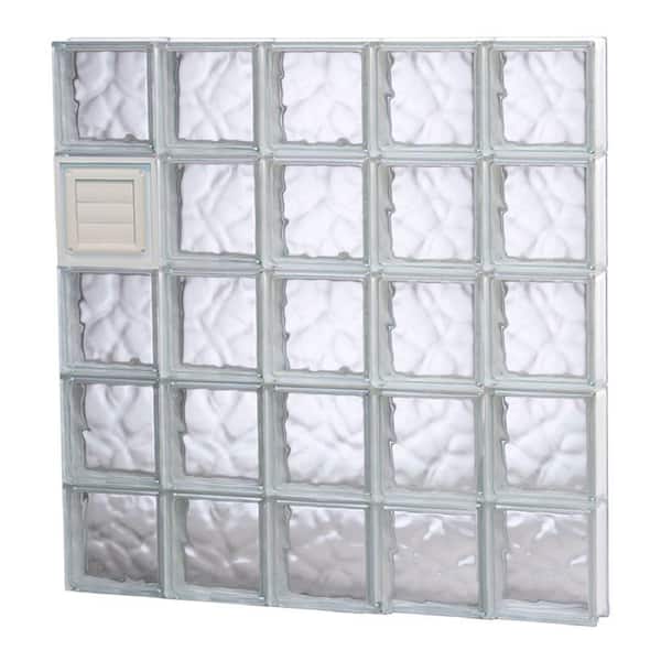 Clearly Secure 38.75 in. x 38.75 in. x 3.125 in. Frameless Wave Pattern Glass Block Window with Dryer Vent