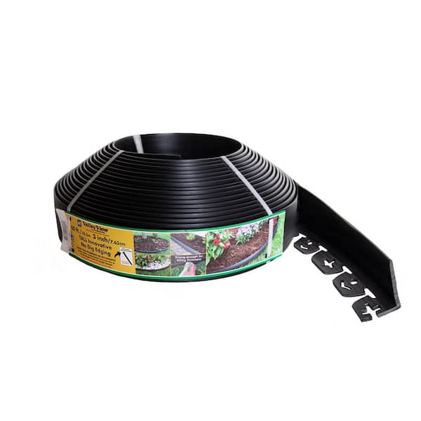 Vigoro 60 ft. x 2.5 in. x 3 in. Tall Black Plastic No-Dig Innovative Edging