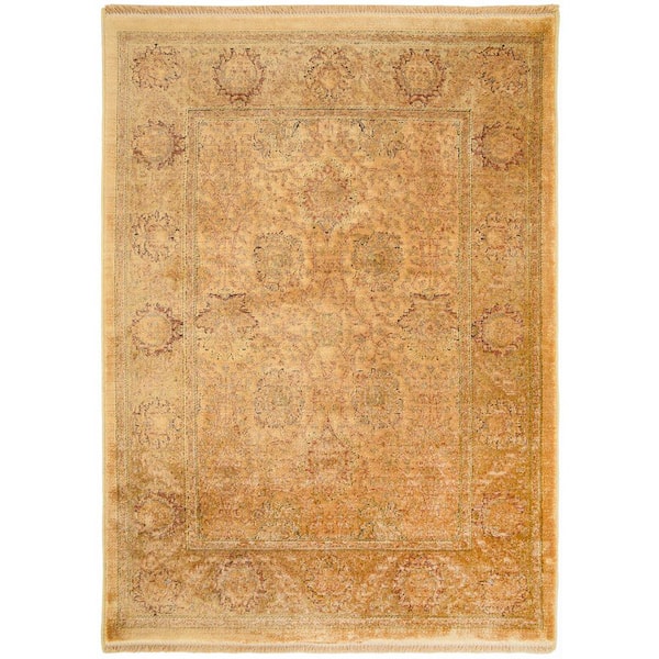 Nourison Luxurious Gold 2 ft. x 3 ft. Distressed Traditional Area Rug