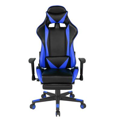 Blue Gaming Chair Reclining Swivel with Lumbar Support & Butterfly Seat Plate