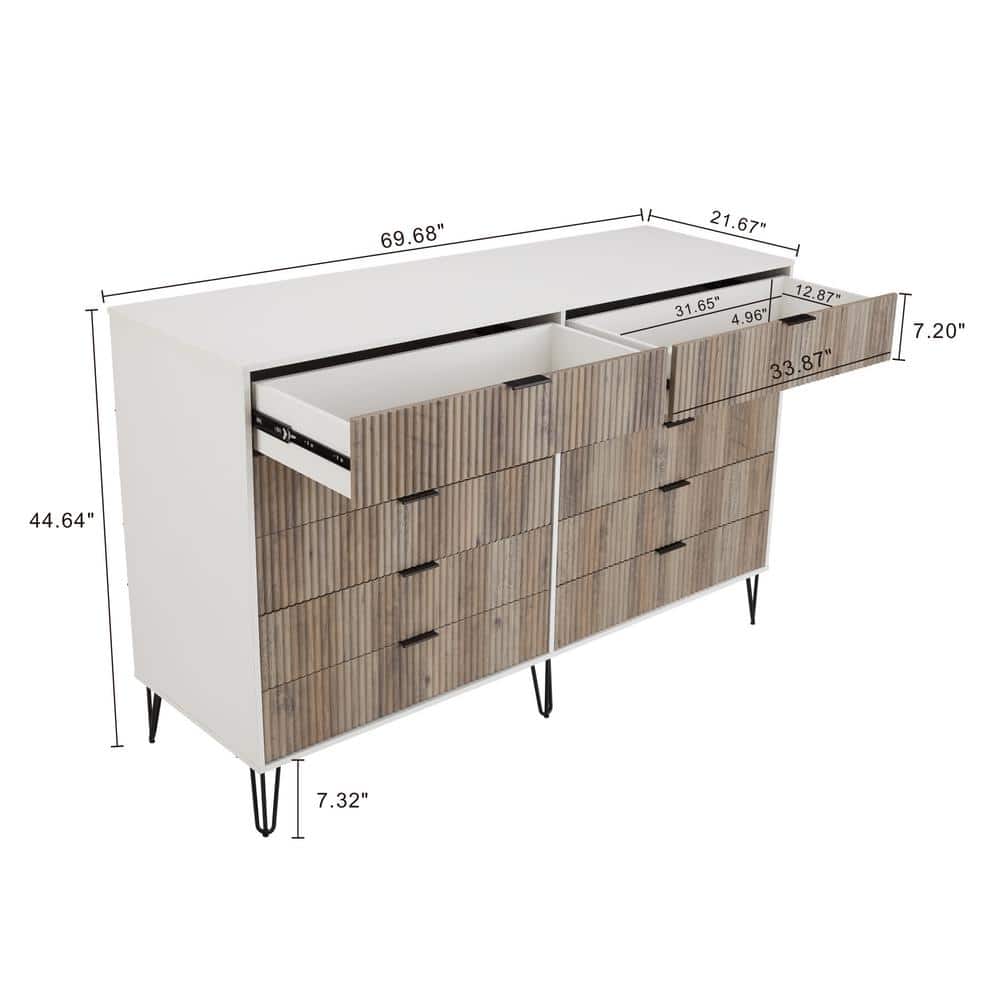 White and Grey Double Dresser with Soft Close Drawers