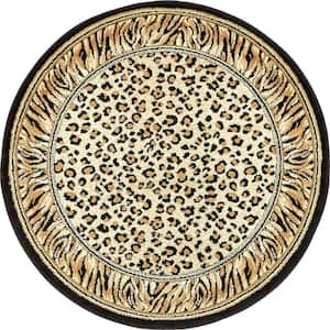 Wildlife Cheetah Light Brown 4' 0 x 4' 0 Round Rug