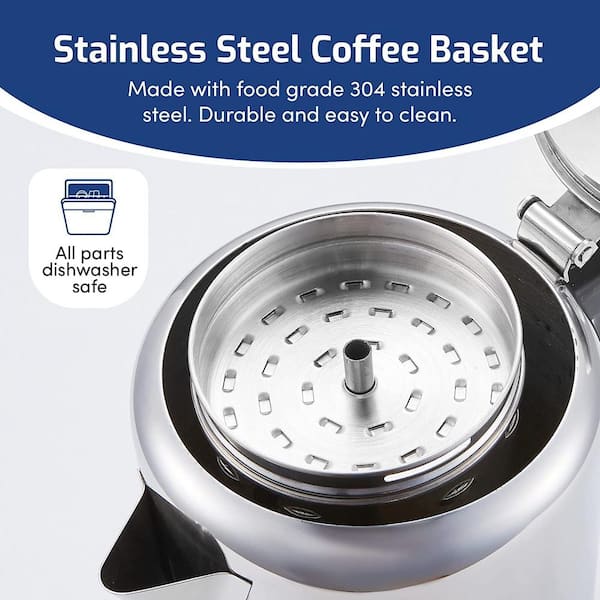 Elite Gourmet 8-Cup Stainless Steel Classic Stovetop Coffee