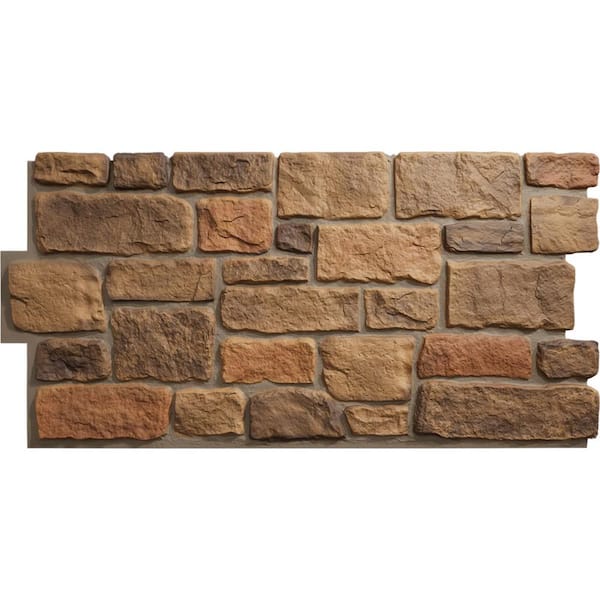 Everstone Cobblestone 23.75 in. x 48 in. Urethane Composite Faux Stone Panel Siding in Rustic Roast