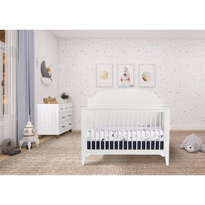 JPMA and Greenguard Gold Certified White Milton 5 in. 1 Convertible Crib made with Sustainable New Zealand Pinewood