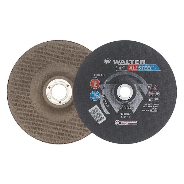 WALTER SURFACE TECHNOLOGIES ALLSTEEL 9 in. x 7/8 in. Arbor x 1/8 in. T27 GR A-30-AS Grinding Wheel (25-Pack)